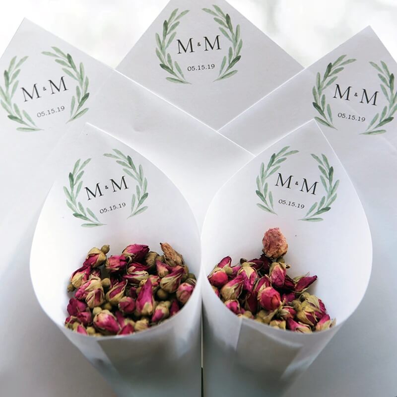 Kit Com 30 Cones de Papel Personalizados Para Casamento e Eventos
