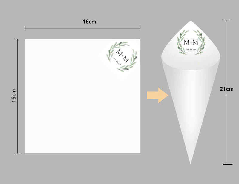 Kit Com 30 Cones de Papel Personalizados Para Casamento e Eventos