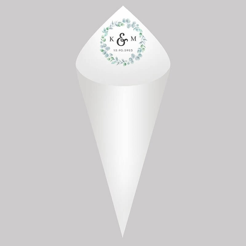 Kit Com 30 Cones de Papel Personalizados Para Casamento e Eventos