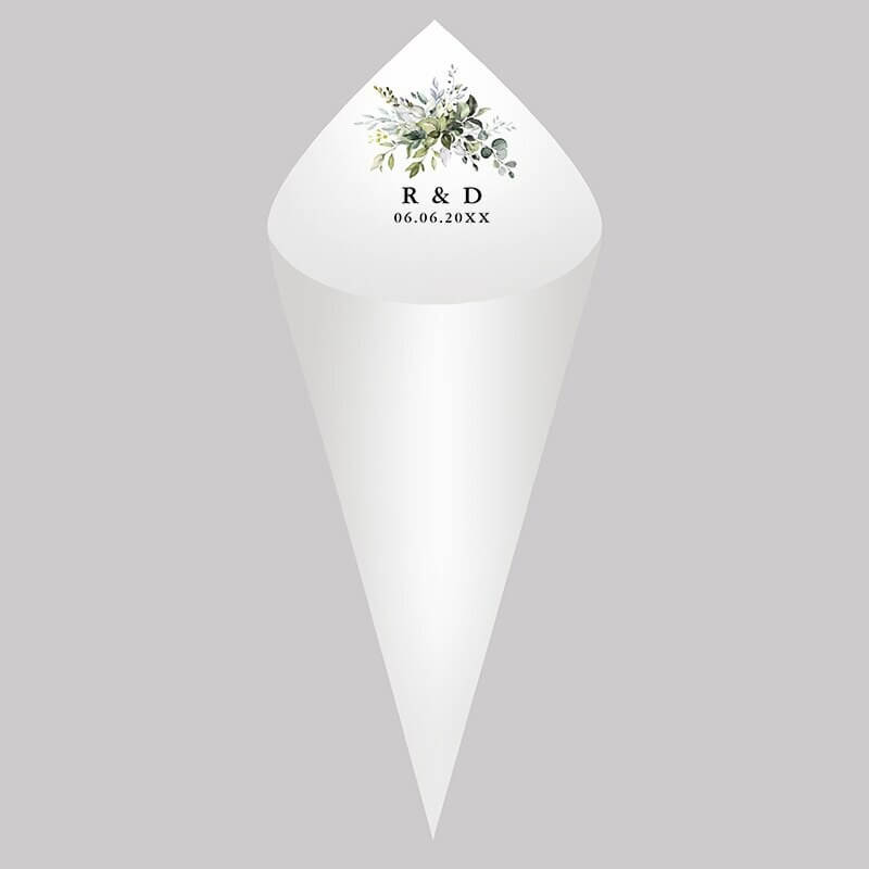 Kit Com 30 Cones de Papel Personalizados Para Casamento e Eventos