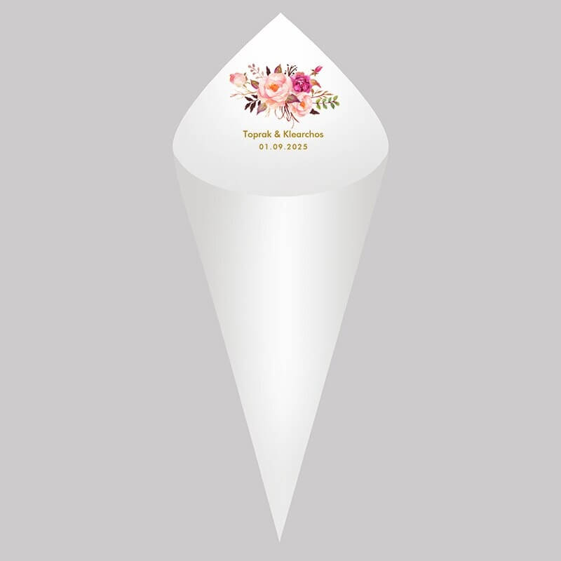 Kit Com 30 Cones de Papel Personalizados Para Casamento e Eventos
