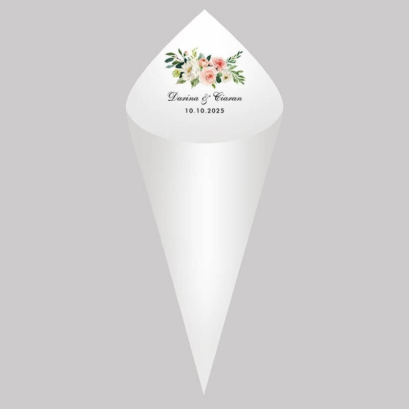 Kit Com 30 Cones de Papel Personalizados Para Casamento e Eventos
