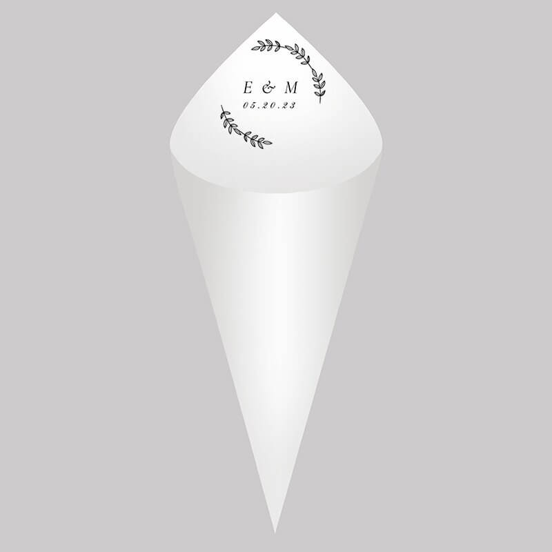 Kit Com 30 Cones de Papel Personalizados Para Casamento e Eventos