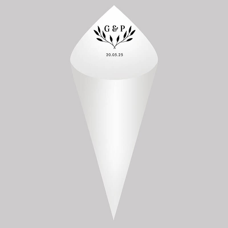 Kit Com 30 Cones de Papel Personalizados Para Casamento e Eventos