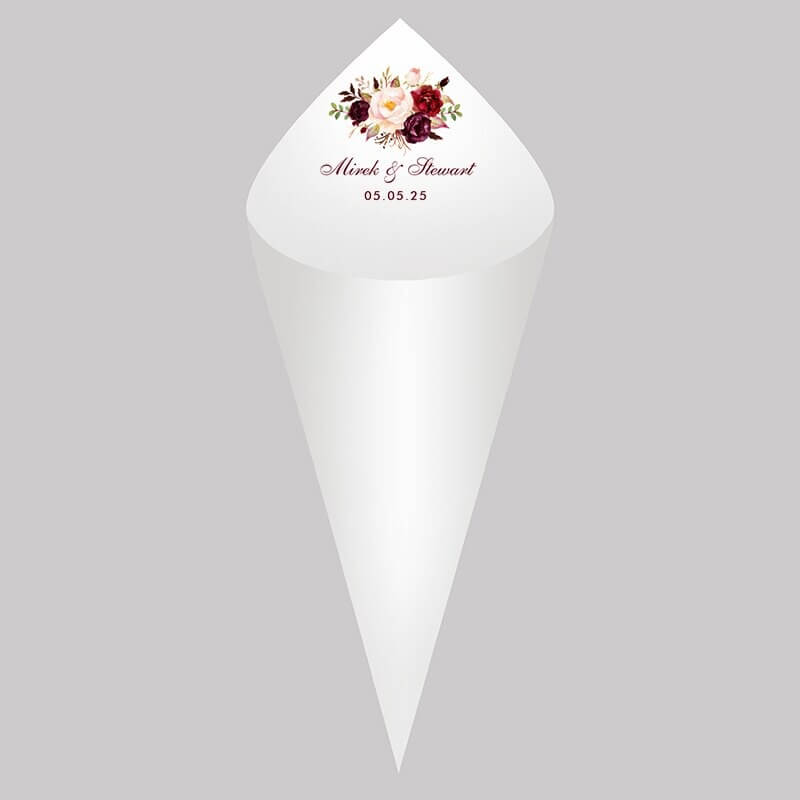 Kit Com 30 Cones de Papel Personalizados Para Casamento e Eventos