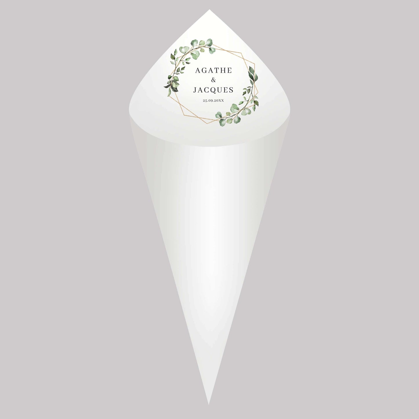 Kit Com 30 Cones de Papel Personalizados Para Casamento e Eventos