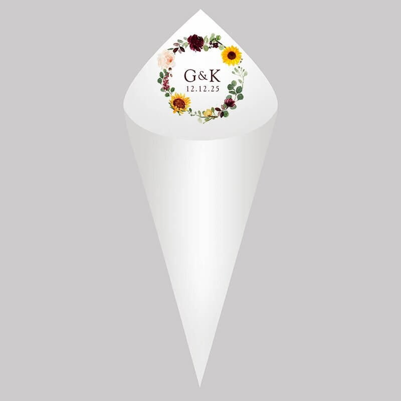 Kit Com 30 Cones de Papel Personalizados Para Casamento e Eventos