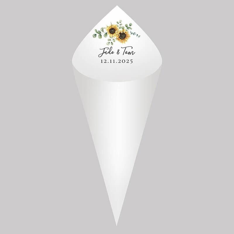 Kit Com 30 Cones de Papel Personalizados Para Casamento e Eventos