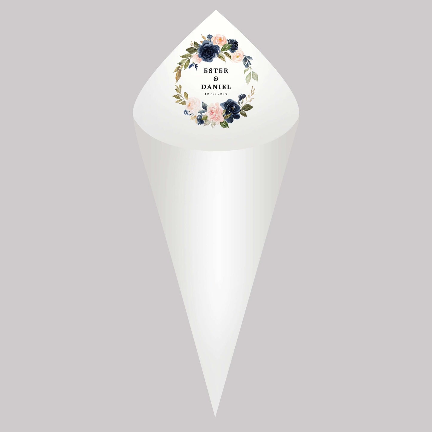 Kit Com 30 Cones de Papel Personalizados Para Casamento e Eventos