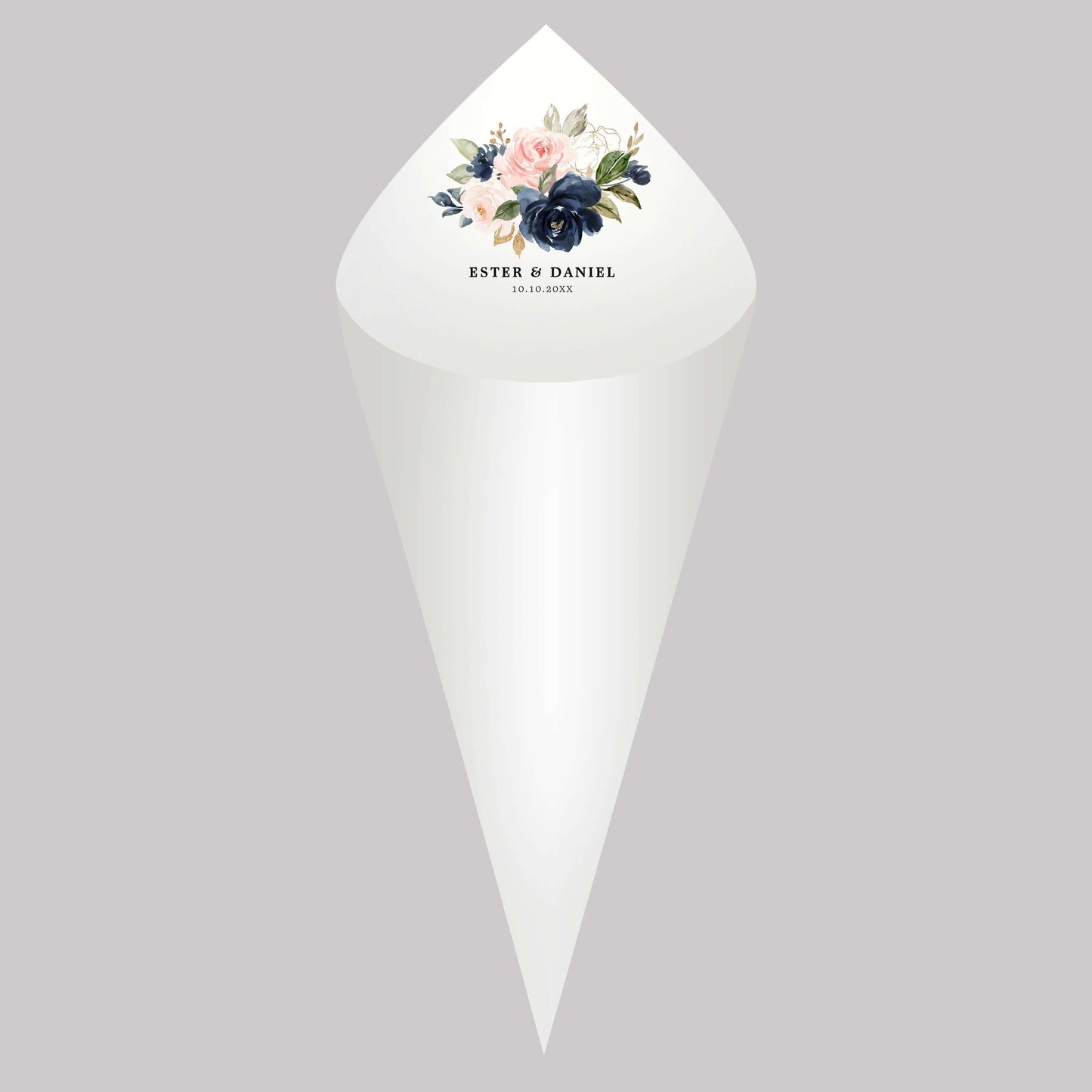 Kit Com 30 Cones de Papel Personalizados Para Casamento e Eventos