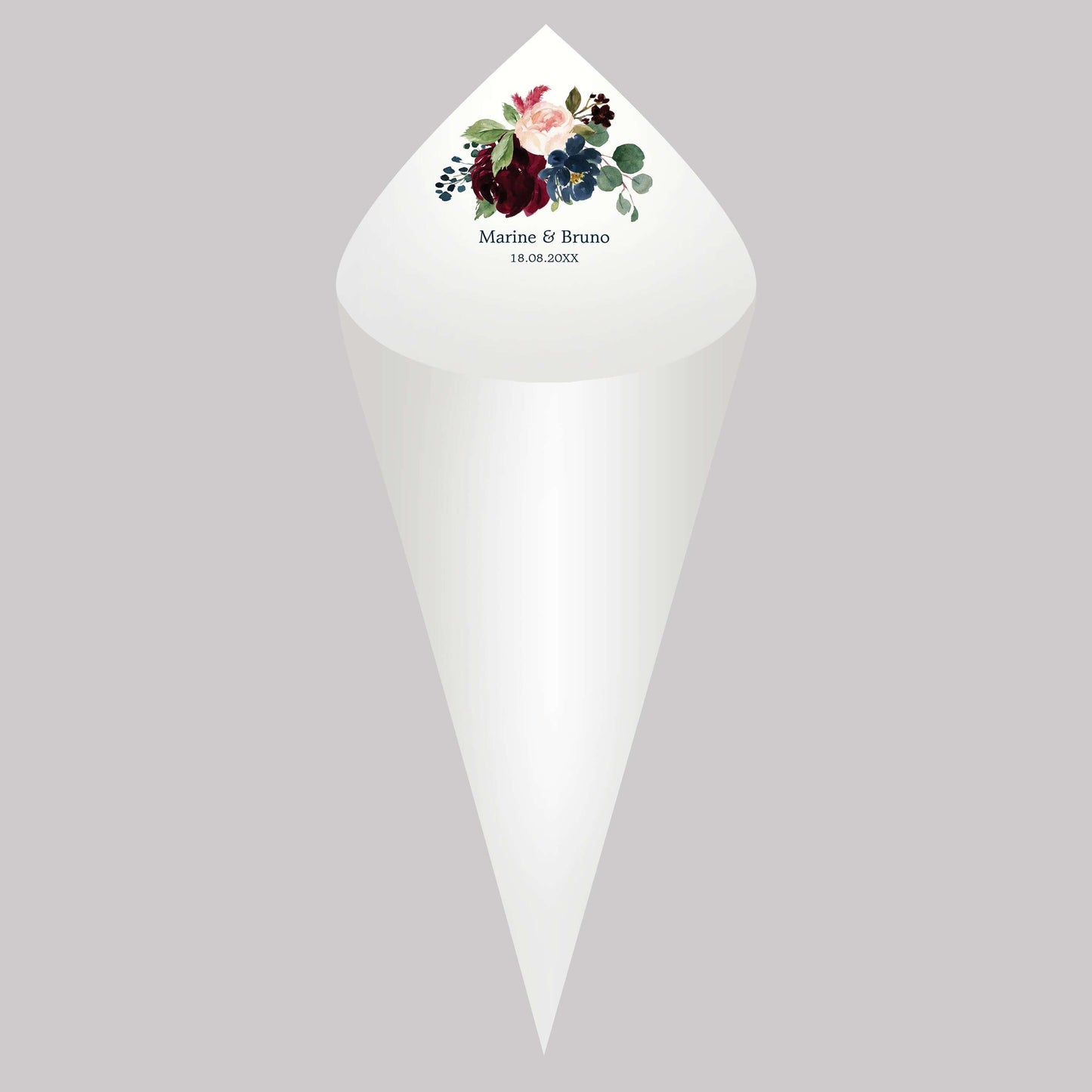 Kit Com 30 Cones de Papel Personalizados Para Casamento e Eventos