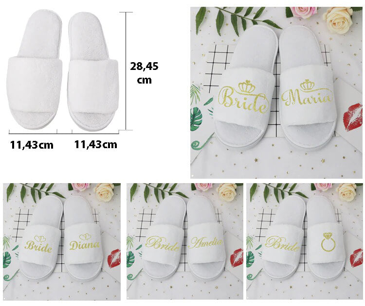 Kit Com Robe e Pantufa Personalizados Com Nome da Noiva ou Dama de Honra