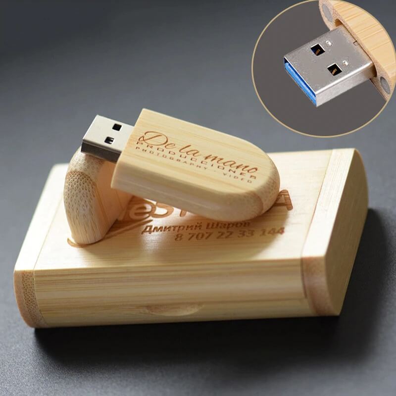 Pen Drive de Madeira Personalizado Com Seu Logo - Oval