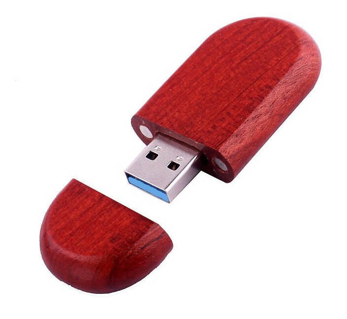 Pen Drive de Madeira Personalizado Com Seu Logo - Oval