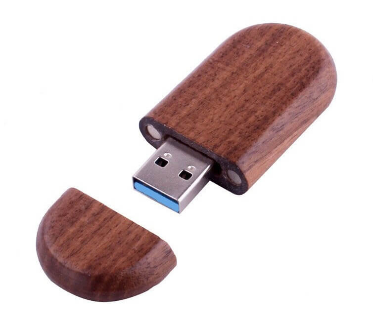 Pen Drive de Madeira Personalizado Com Seu Logo - Oval