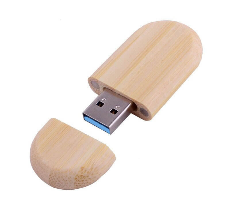 Pen Drive de Madeira Personalizado Com Seu Logo - Oval