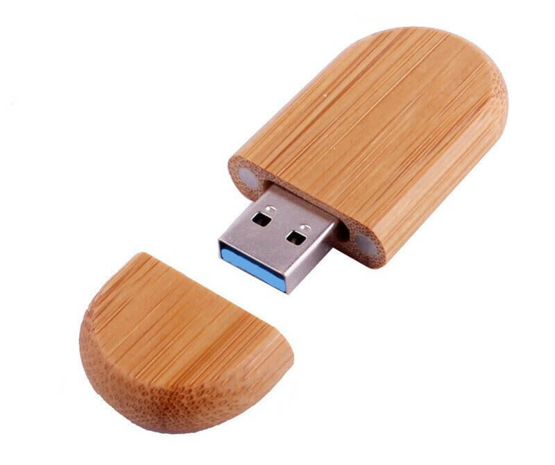 Pen Drive de Madeira Personalizado Com Seu Logo - Oval