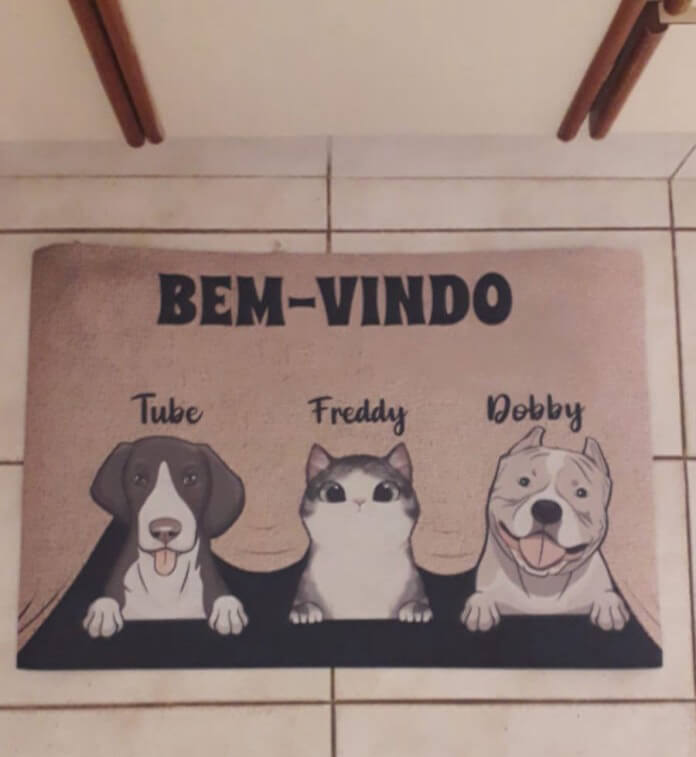 Capacho Tapete Personalizado Com Nome e Desenho do Seu Pet