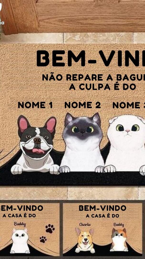 Capacho Tapete Personalizado Com Nome e Desenho do Seu Pet