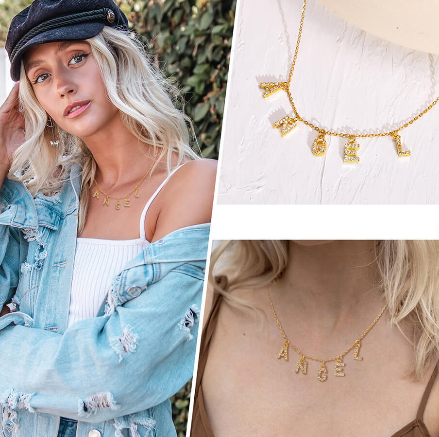Colar Com Letras Colar Letras - Personalizado Com Seu Nome ou Inicial – Quero Personalizado
