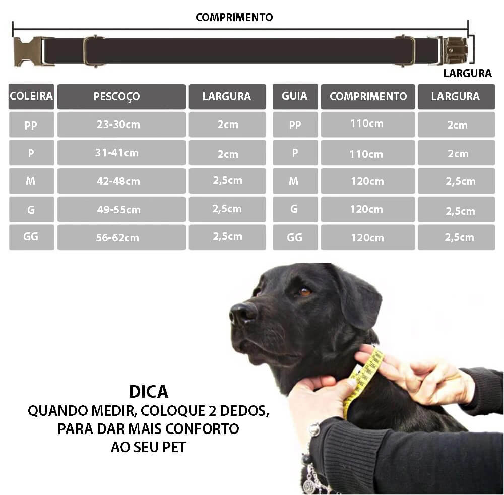 Coleira de Nylon Para Cães Personalizada Com Informações do Pet