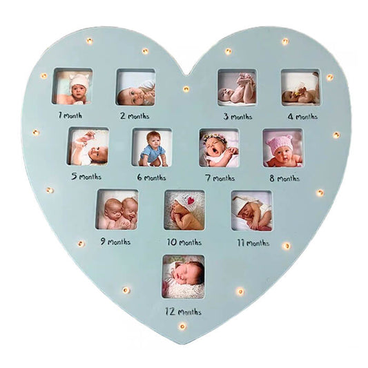 Porta Retrato Iluminado Com LED Para 12 Fotos do Seu Bebê - Meu Primeiro Aninho