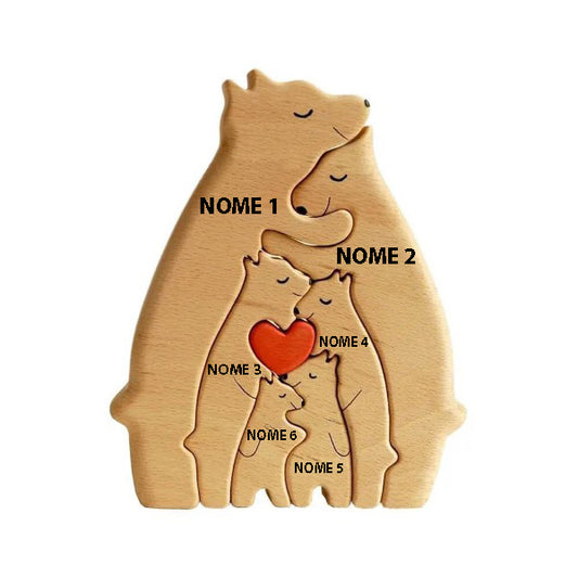 Ursos de Madeira Para Encaixar Personalizados Com Os Nomes da Sua Família