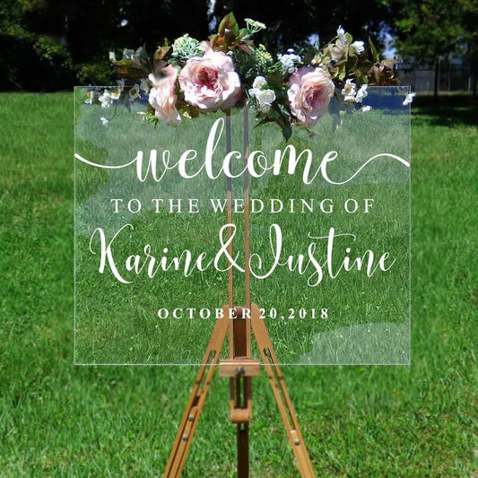 Adesivo de Boas-vindas Para Casamento, Personalizado Com Data e Nomes dos Noivos