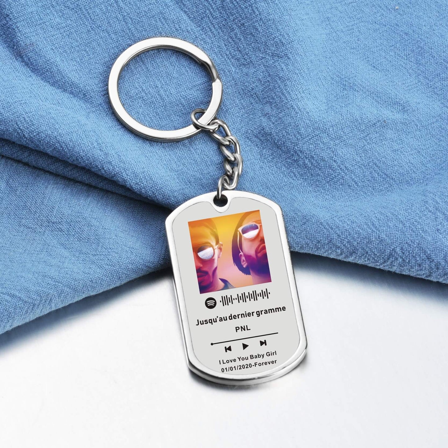 Chaveiro de Inox Personalizado Com Sua Foto e Música do Spotify