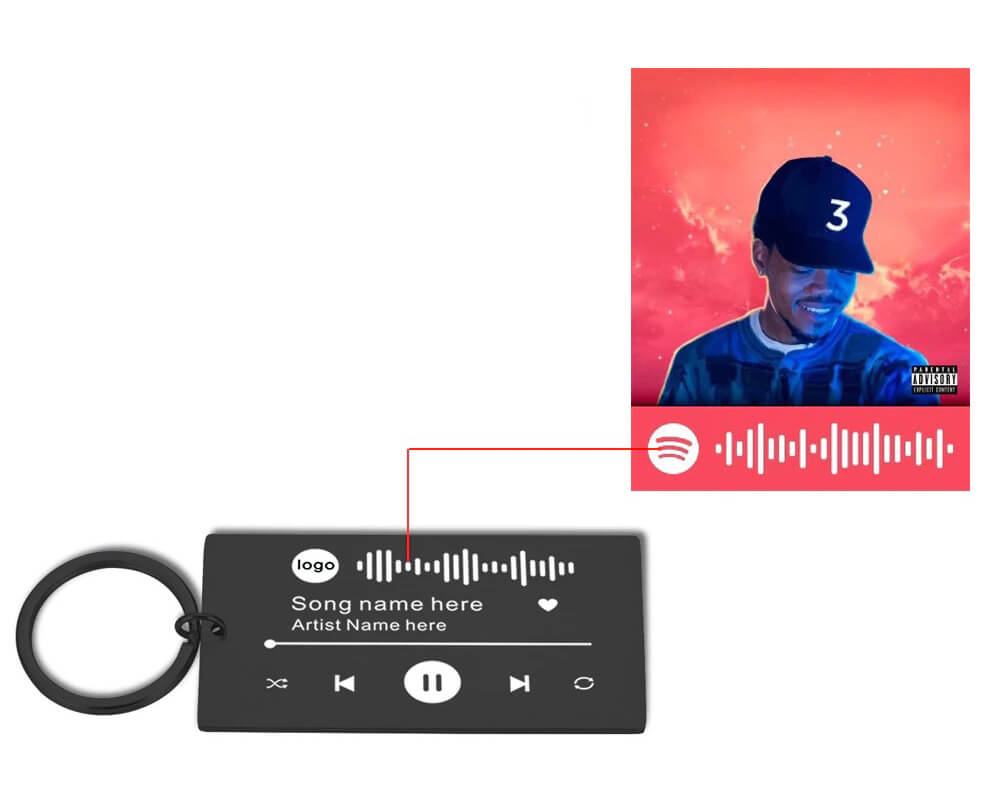 Chaveiro Personalizado Com Código e Nome de Música do Spotify