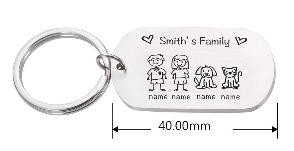 Chaveiro Personalizado Com Desenho e Nomes da Sua Família
