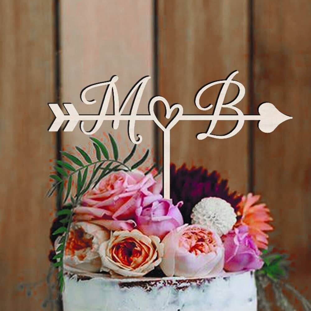 Topo de Bolo de Madeira Personalizado Com Seu Nome - Para Casamento e Eventos